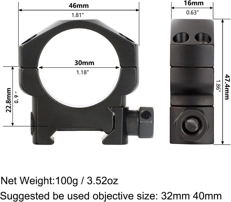 ohhunt 30mm Scope Rings 30 mm Picatinny Rings - Image 2